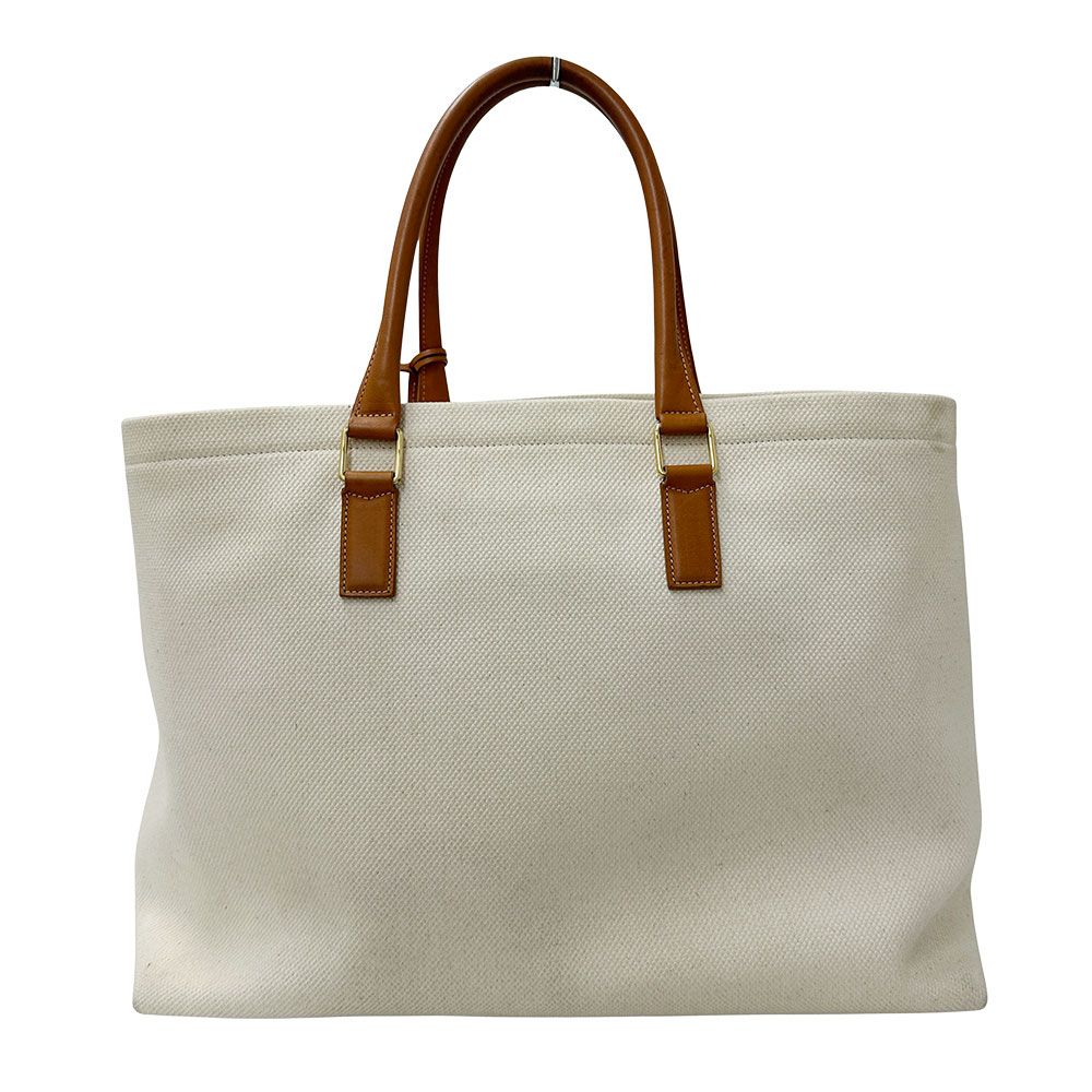 Celine Tote Canvas Horizontal Cover White Brown Large — view 2