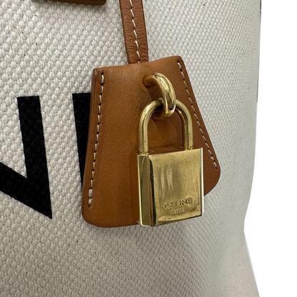 Celine Tote Canvas Horizontal Cover White Brown Large — view 7