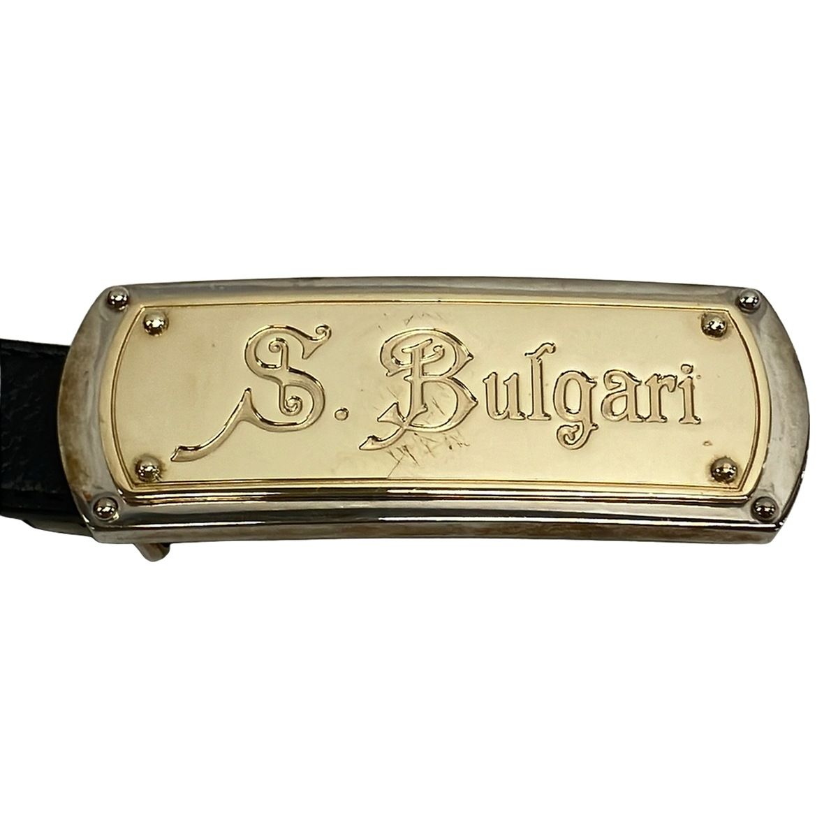 Bvlgari Belt 34 85 Black Silver Gold Sbulgari Leather — view 3