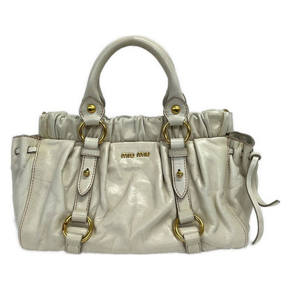 Miu Miu Handbag Gathered Bag Ivory Leather
