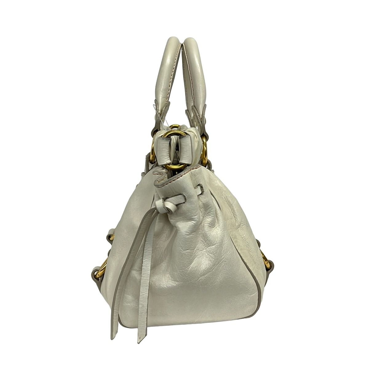 Miu Miu Handbag Gathered Bag Ivory Leather — view 2