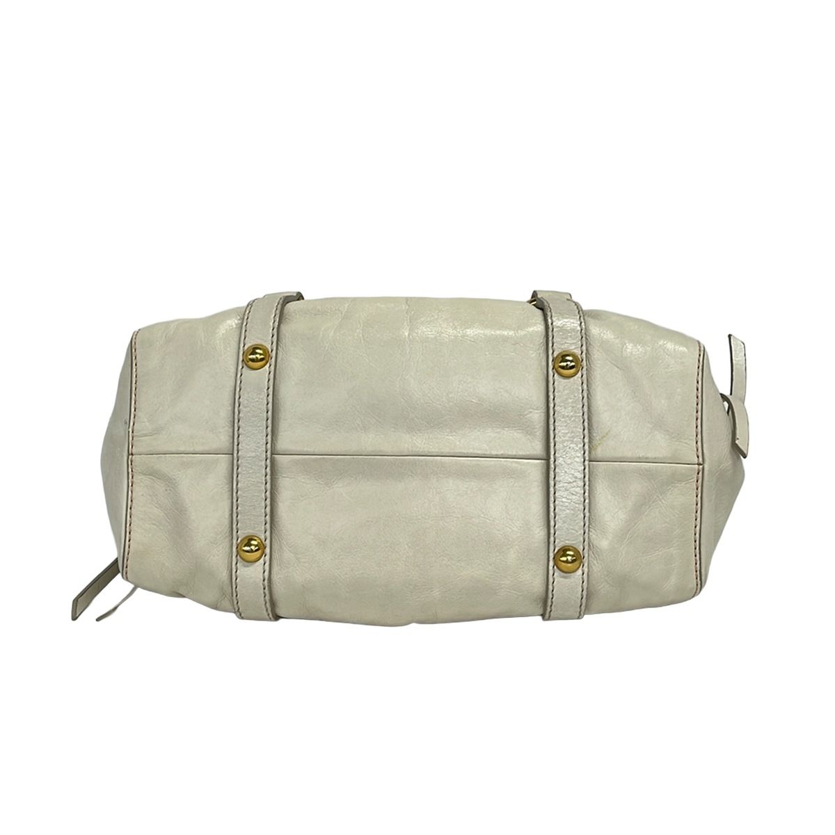 Miu Miu Handbag Gathered Bag Ivory Leather — view 5