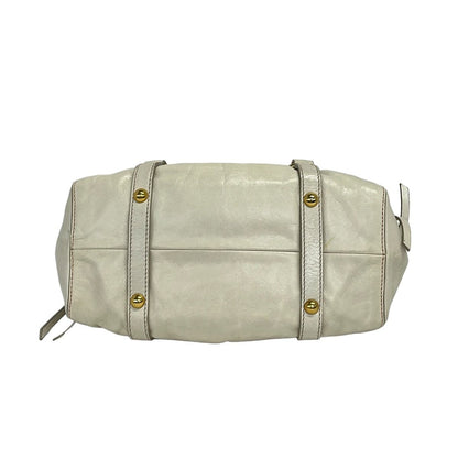 Miu Miu Handbag Gathered Bag Ivory Leather — view 5