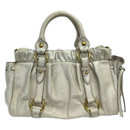 Miu Miu Handbag Gathered Bag Ivory Leather — view 3
