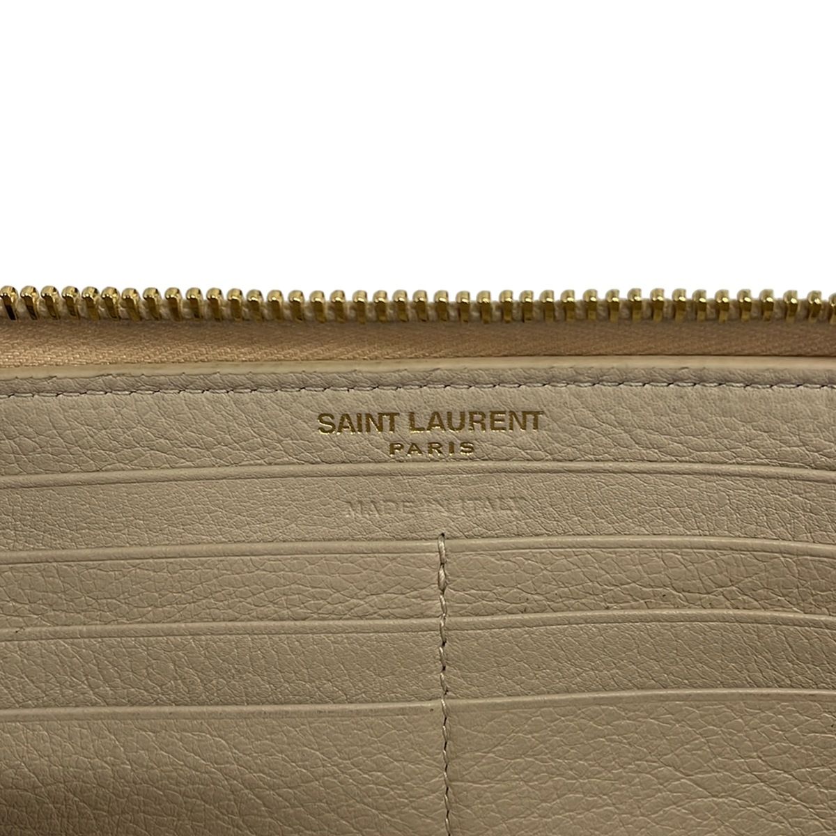 Saint Laurent Paris Wallet Gray Beige Zip Around Leather — view 5