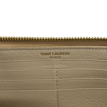 Saint Laurent Paris Wallet Gray Beige Zip Around Leather — view 5