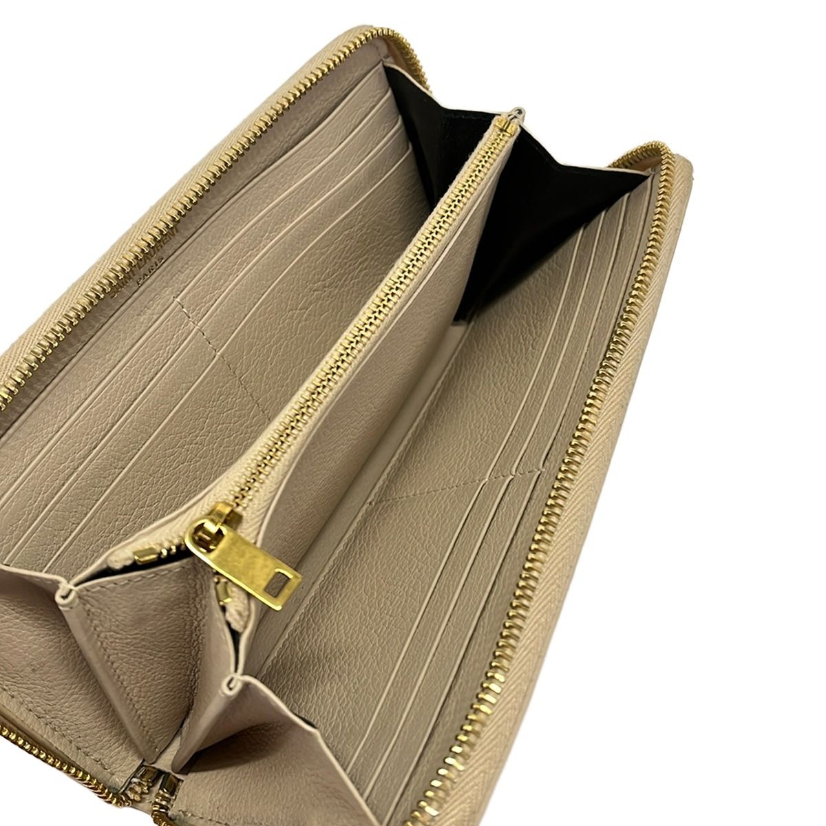 Saint Laurent Paris Wallet Gray Beige Zip Around Leather — view 3
