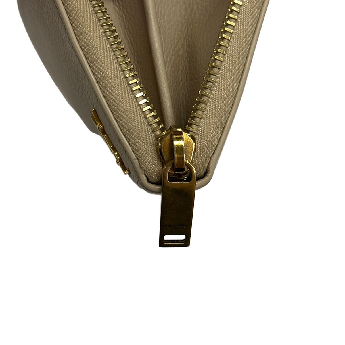 Saint Laurent Paris Wallet Gray Beige Zip Around Leather — view 7