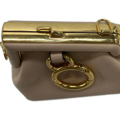 Fendi Key Holder Nano Fast Charm Pink Beige Gold Clasp Leather — view 8