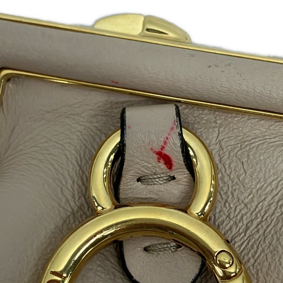 Fendi Key Holder Nano Fast Charm Pink Beige Gold Clasp Leather — view 5