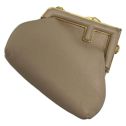 Fendi Key Holder Nano Fast Charm Pink Beige Gold Clasp Leather