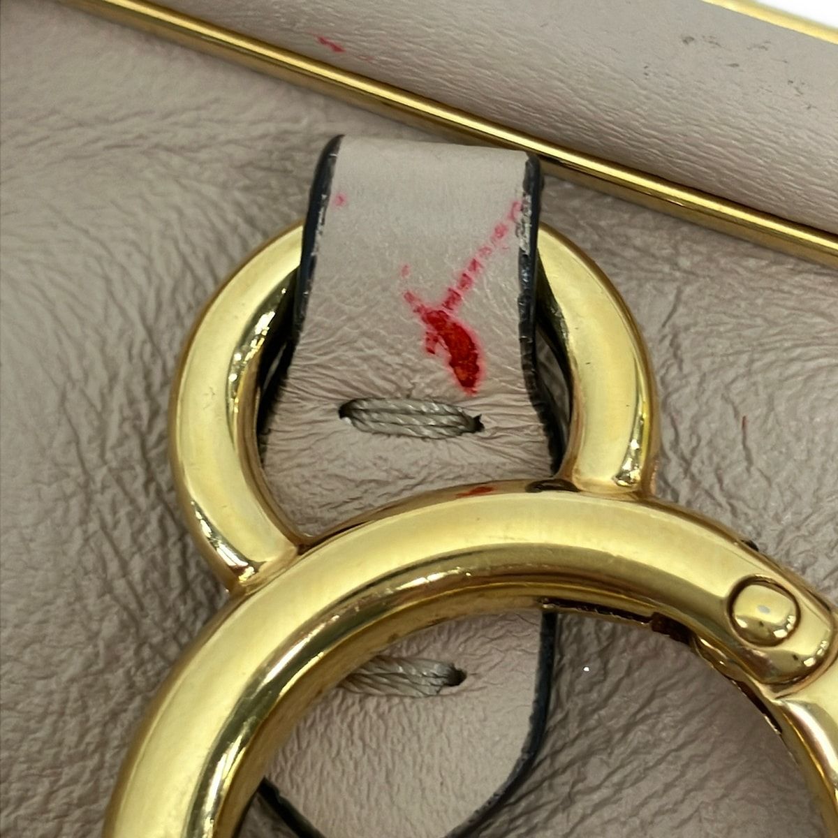 Fendi Key Holder Nano Fast Charm Pink Beige Gold Clasp Leather — view 7