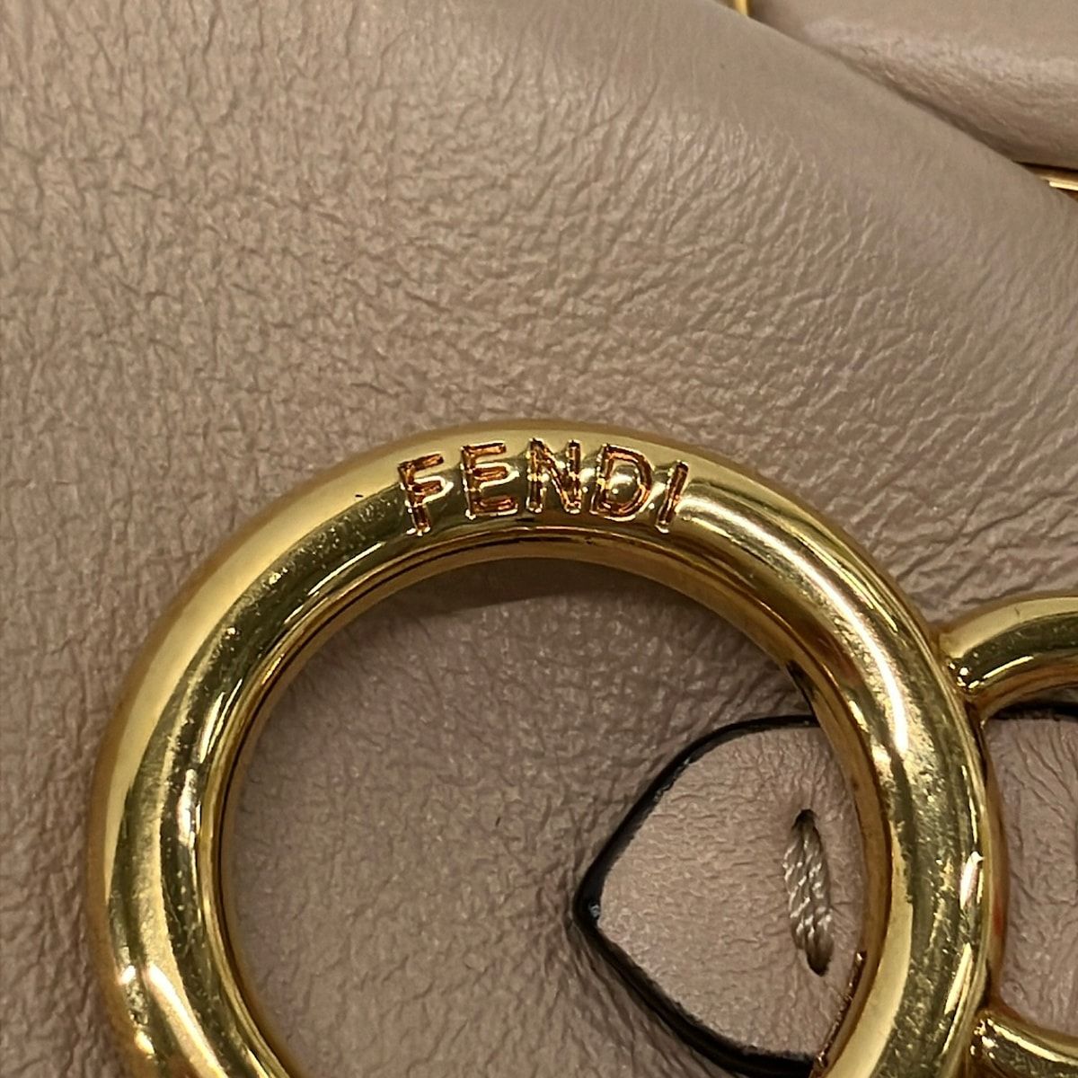 Fendi Key Holder Nano Fast Charm Pink Beige Gold Clasp Leather — view 3