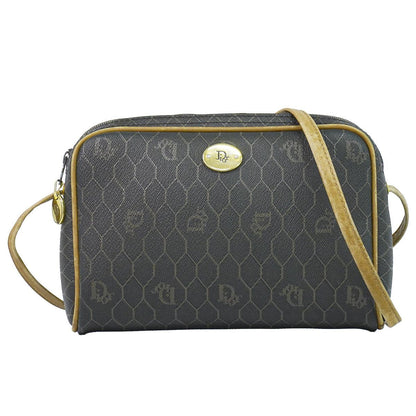 Dior Honeycomb Pattern Shoulder Bag Pochette Black