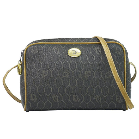 Dior Honeycomb Pattern Shoulder Bag Pochette Black