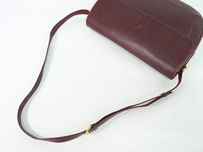 Cartier Must Line Shoulder Bag Pochette Leather Bordeaux — view 4