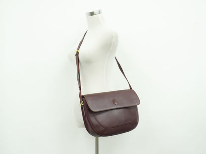 Cartier Must Line Shoulder Bag Pochette Leather Bordeaux — view 6