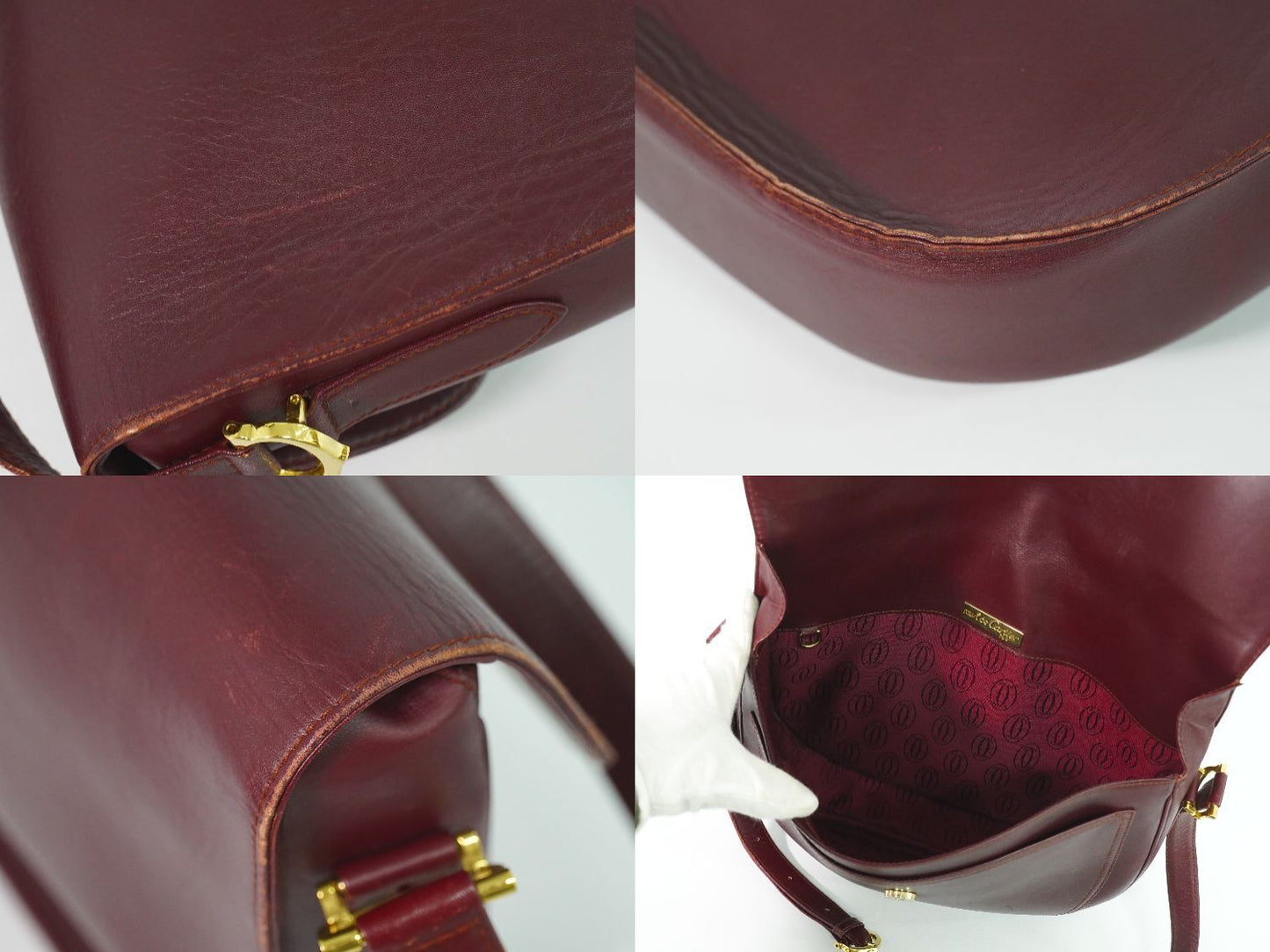 Cartier Must Line Shoulder Bag Pochette Leather Bordeaux — view 8