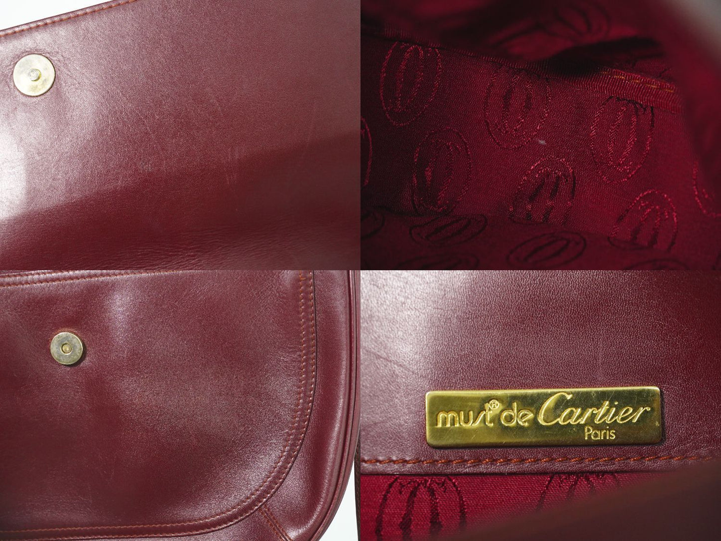 Cartier Must Line Shoulder Bag Pochette Leather Bordeaux — view 9