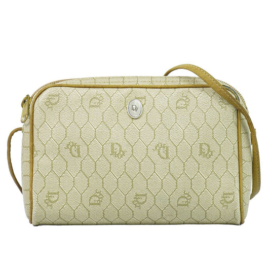 Dior Honeycomb Pattern Shoulder Bag Pochette Beige