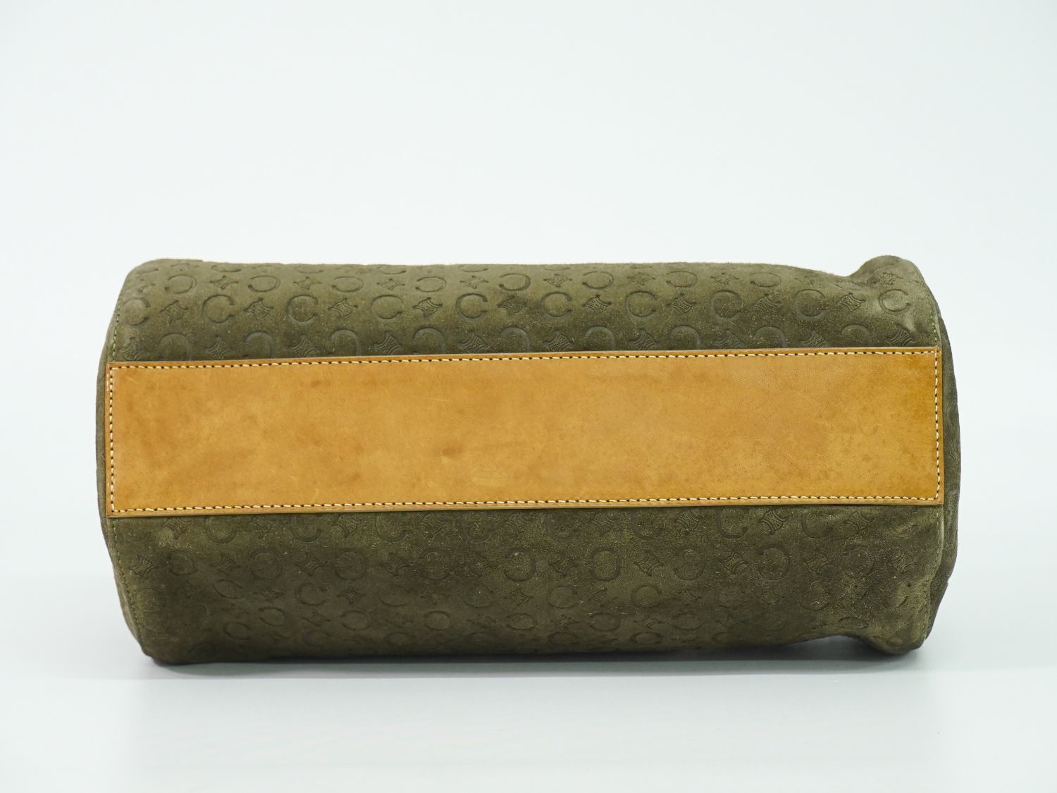 Celine C Macadam Handbag Suede Leather Khaki Bag — view 3