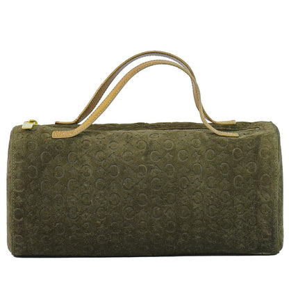 Celine C Macadam Handbag Suede Leather Khaki Bag