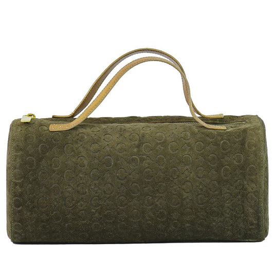 Celine C Macadam Handbag Suede Leather Khaki Bag