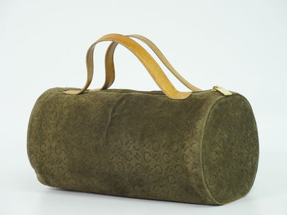 Celine C Macadam Handbag Suede Leather Khaki Bag — view 2