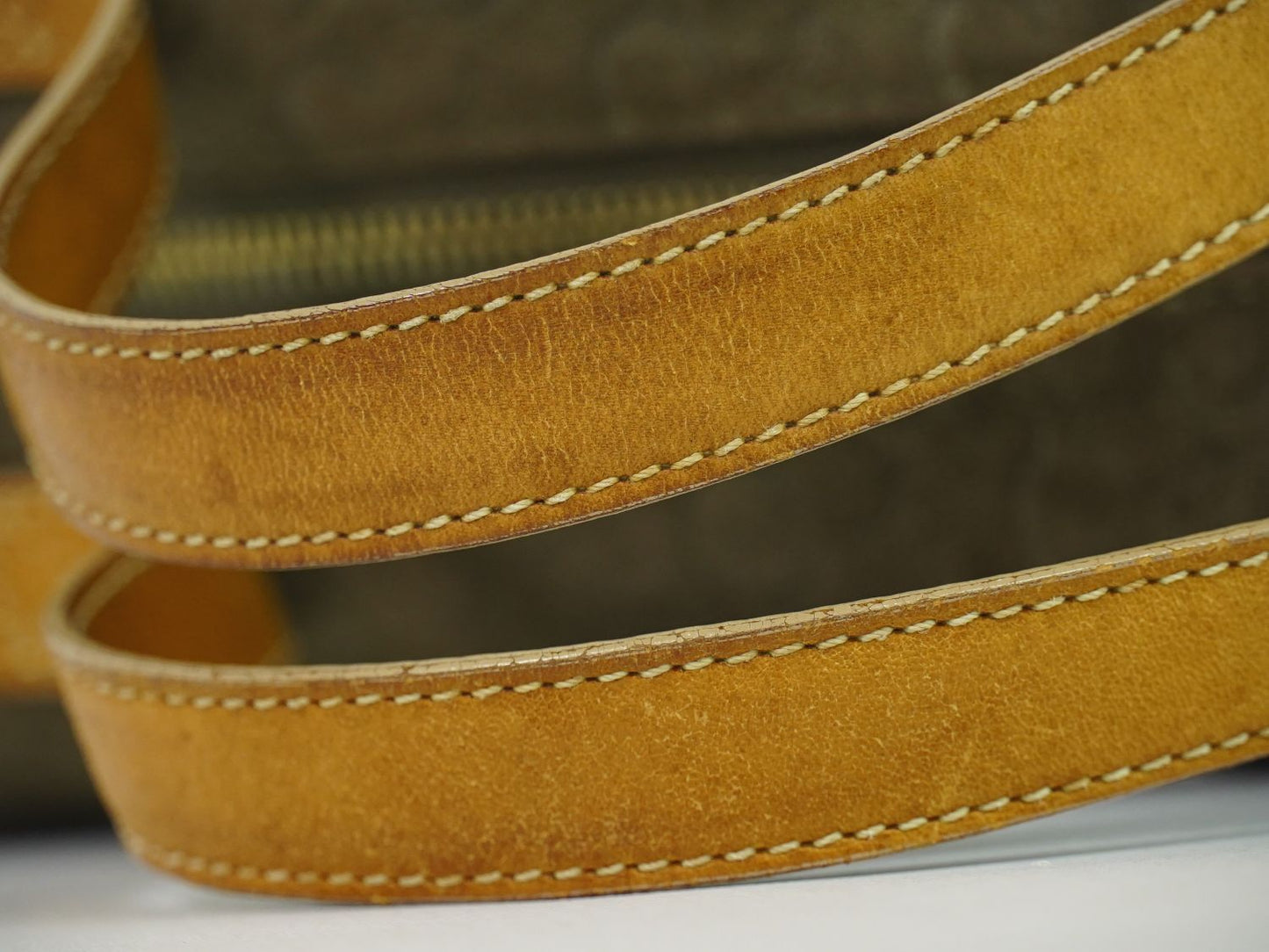 Celine C Macadam Handbag Suede Leather Khaki Bag — view 5