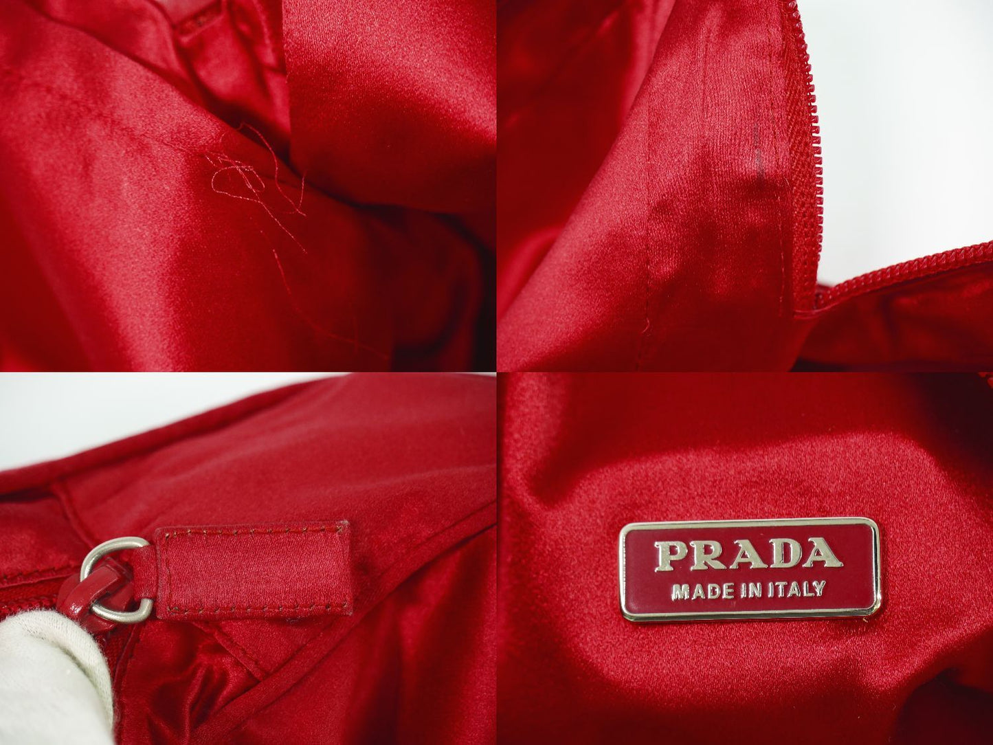 Prada Satin Pouch Case Red — view 9