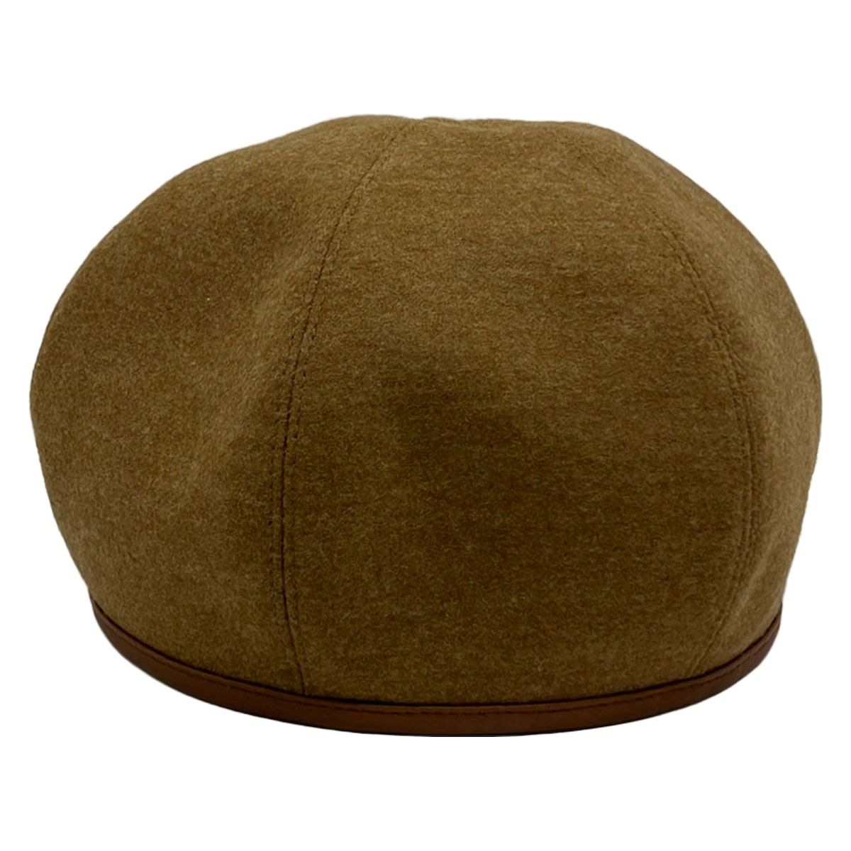 Hermes Hat 59 Beige Dark Brown Beret Series Wool Leather
