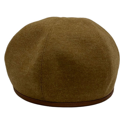 Hermes Hat 59 Beige Dark Brown Beret Series Wool Leather