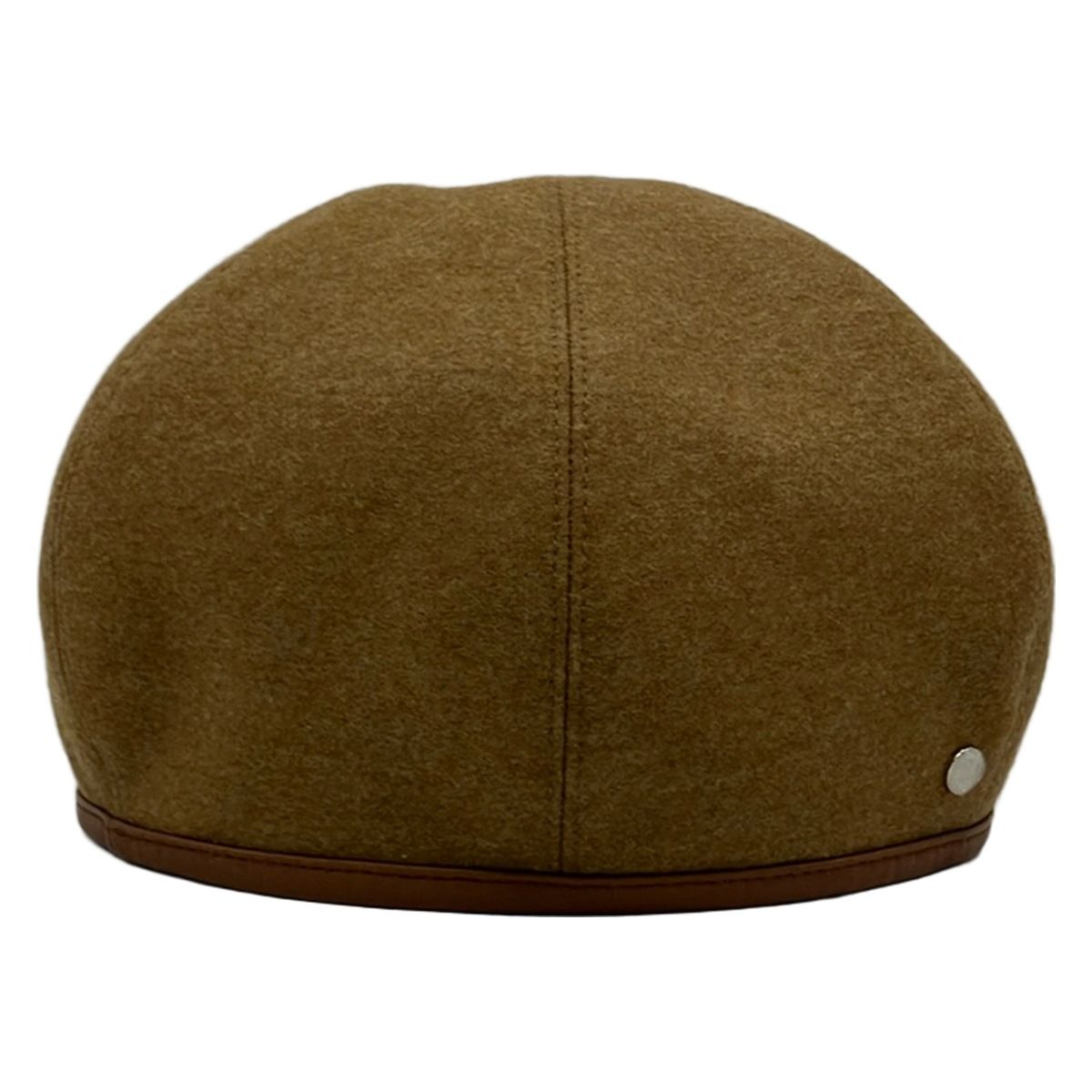 Hermes Hat 59 Beige Dark Brown Beret Series Wool Leather — view 2