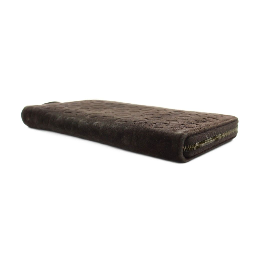 Celine C Macadam Wallet Zip Around Coin Purse Suede Brown — view 4
