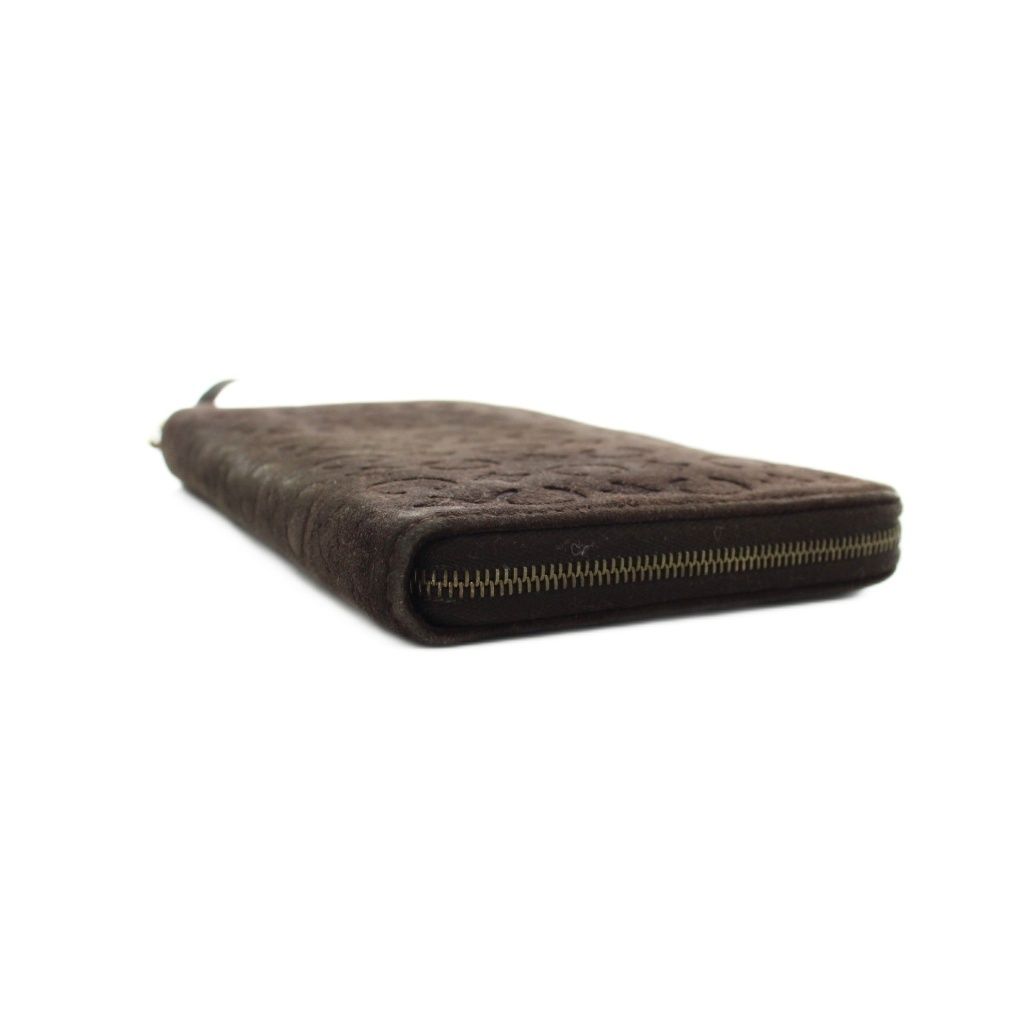 Celine C Macadam Wallet Zip Around Coin Purse Suede Brown — view 5
