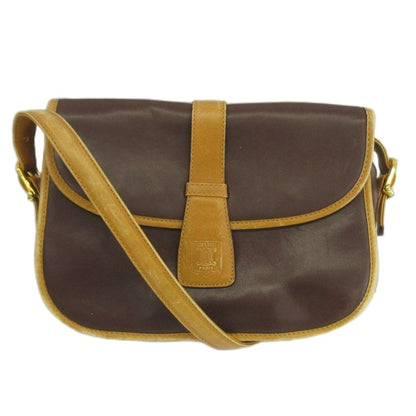 Celine Vintage Shoulder Bag Leather Triomphe Logo