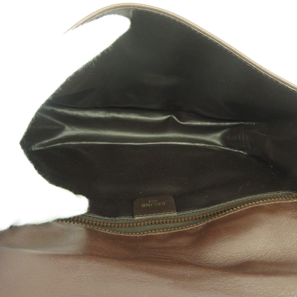 Celine Vintage Shoulder Bag Leather Triomphe Logo — view 3