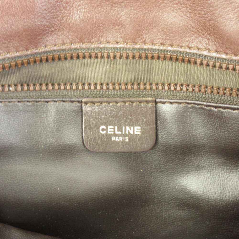 Celine Vintage Shoulder Bag Leather Triomphe Logo — view 4