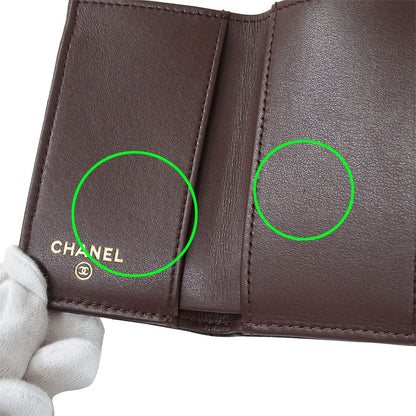 Chanel Wallet Quilted Trifold Caviar Leather Black Gold Mini Small — view 8