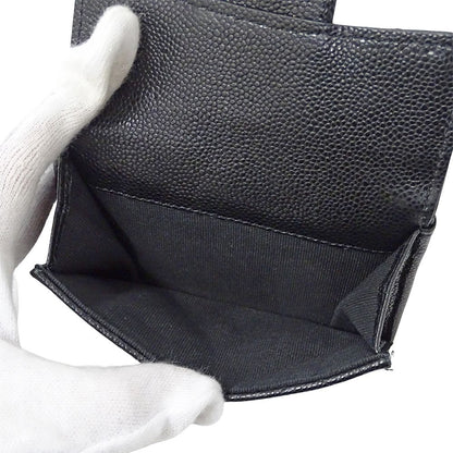 Chanel Wallet Quilted Trifold Caviar Leather Black Gold Mini Small — view 7