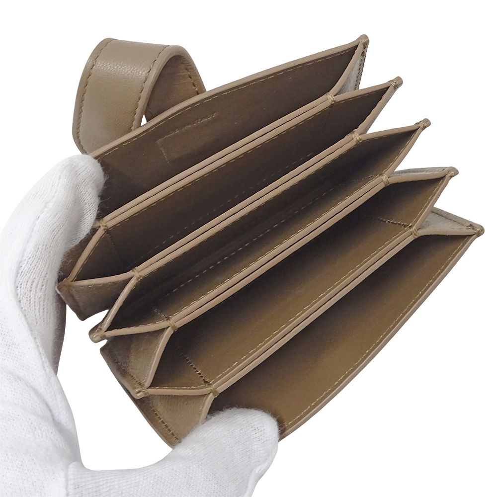 Celine Card Case Business Holder Accordion Leather Beige Brown — view 4