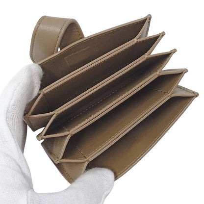 Celine Card Case Business Holder Accordion Leather Beige Brown — view 4