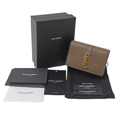 Saint Laurent Wallet Trifold Leather Top Logo Mini Small — view 6