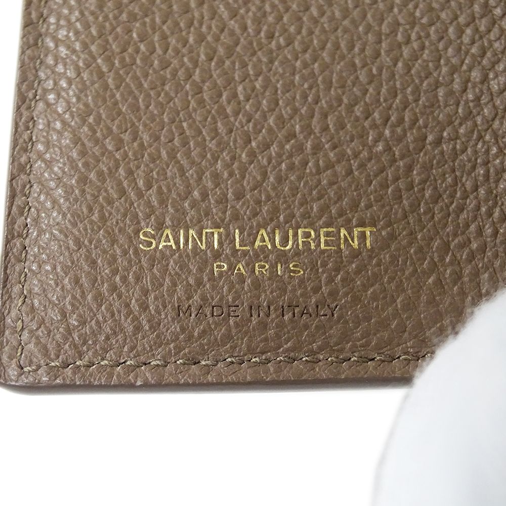 Saint Laurent Wallet Trifold Leather Top Logo Mini Small — view 5