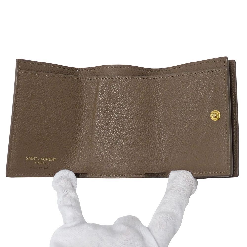 Saint Laurent Wallet Trifold Leather Top Logo Mini Small — view 4