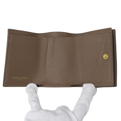 Saint Laurent Wallet Trifold Leather Top Logo Mini Small — view 4