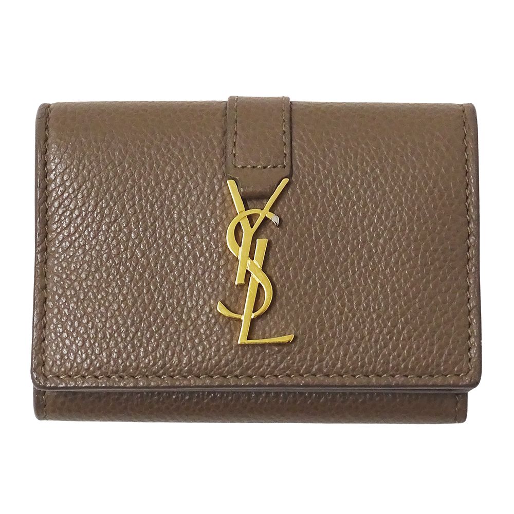 Saint Laurent Wallet Trifold Leather Top Logo Mini Small