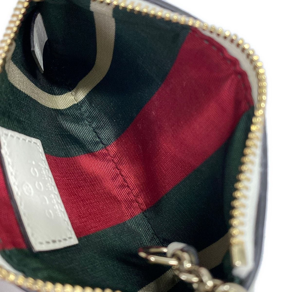 Gucci Coin Case GG Emblem Beige Ivory Leather with Key — view 3