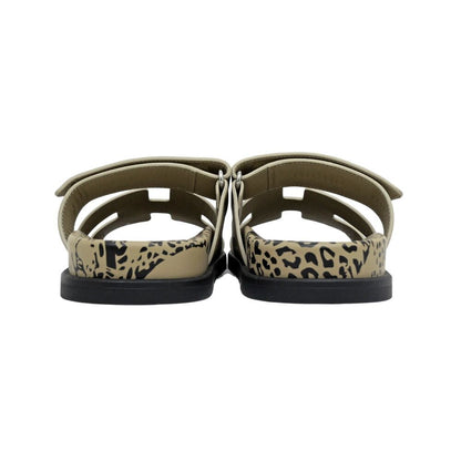 Hermes Sandals Chypre 37 Leopard Beige Argil Shoes — view 5