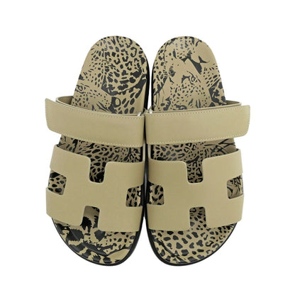 Hermes Sandals Chypre 37 Leopard Beige Argil Shoes — view 7